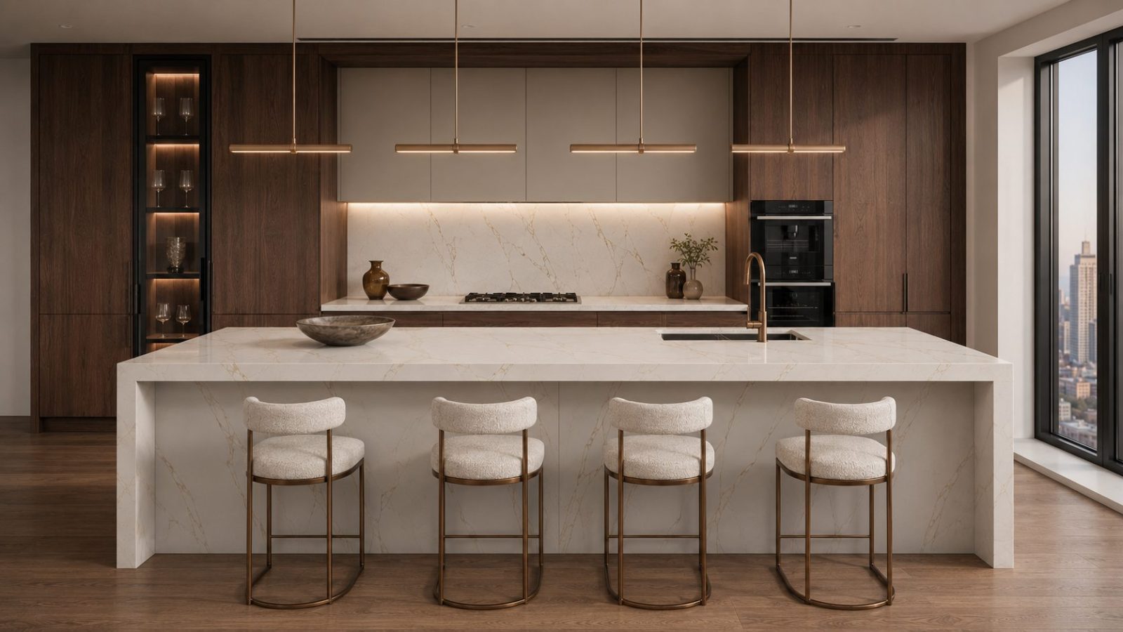 An interior finished in Lunar Gold polished quartz